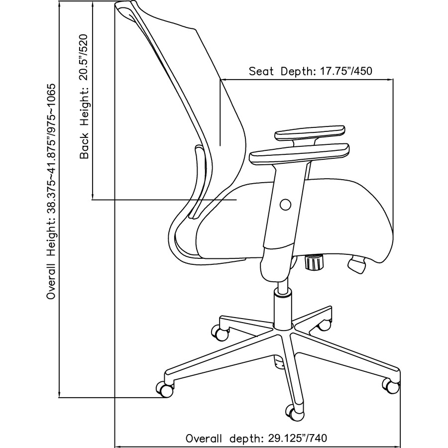 Lorell Midback Mesh Chair Executive/High Back Chairs Lorell