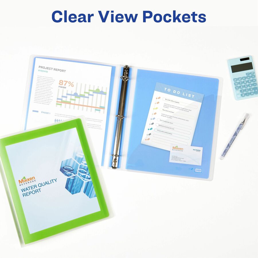 Avery® FlexiView 3 Ring Binder, 1 Inch Round Rings, 1 Blue Binder 1