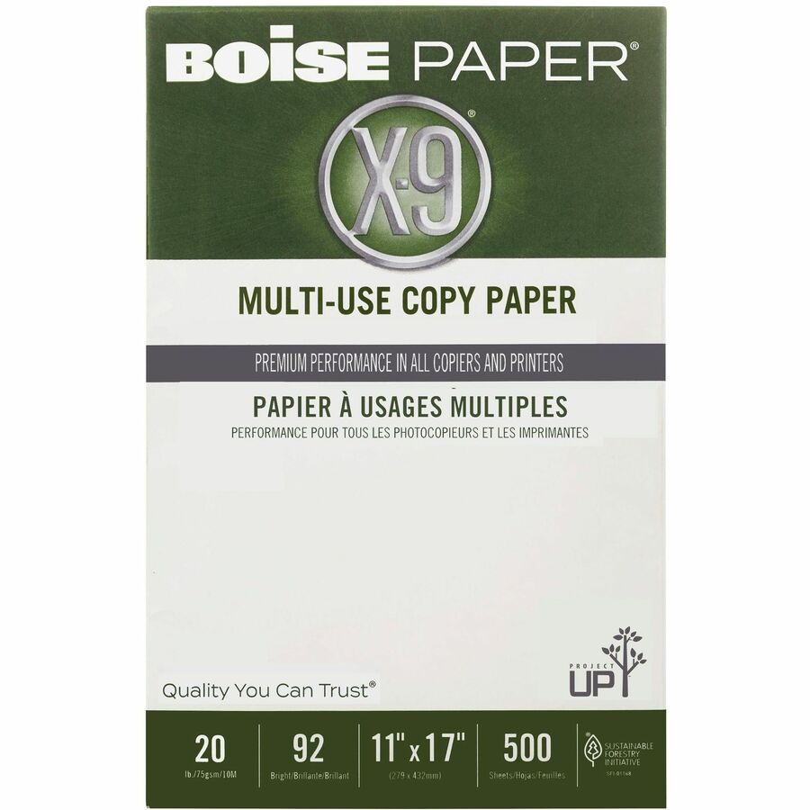 BOISE X9 MultiUse Copy Paper, 11" x 17" Ledger, 92 Bright White, 20