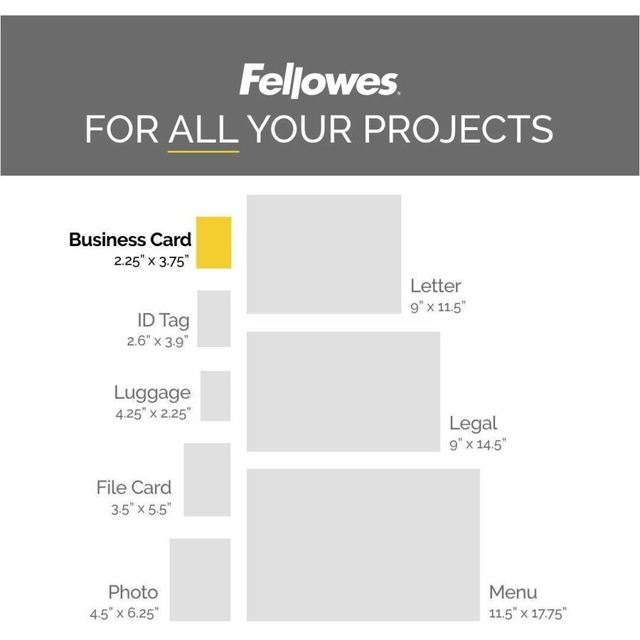 Fellowes Business Card Glossy Laminating Pouches Sheet Size Supported
