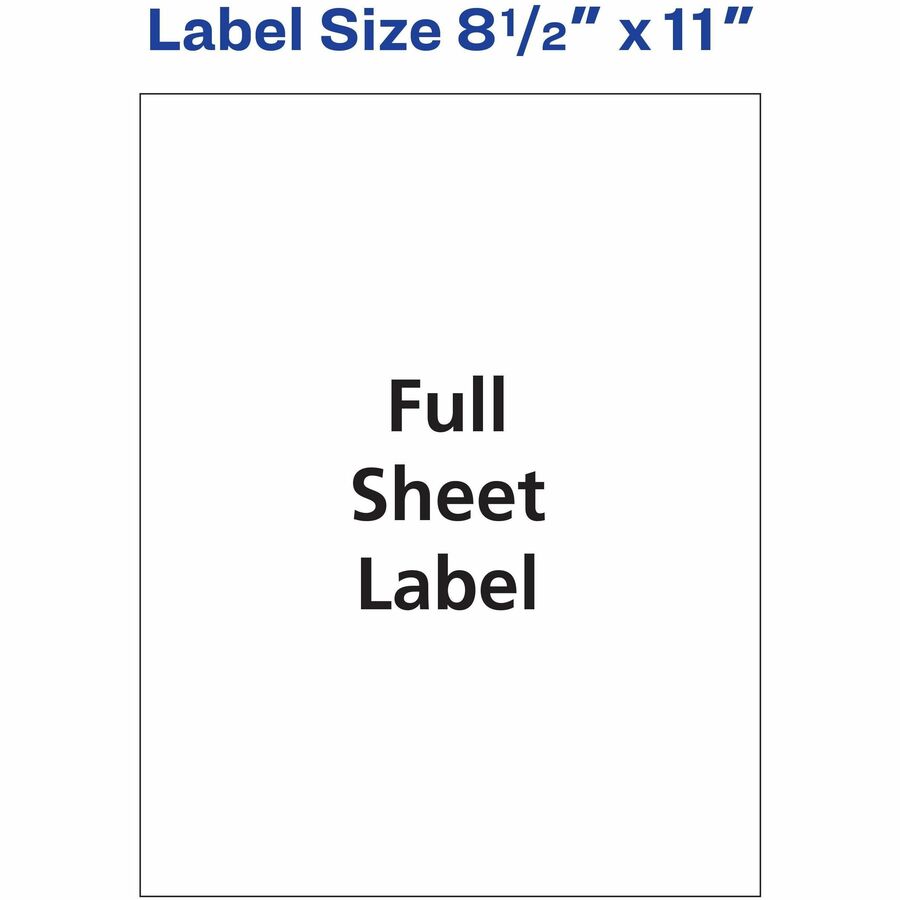 Avery® White Shipping Labels, 81/2" x 11" , 20 Labels (8255) FullSheet Labels Avery