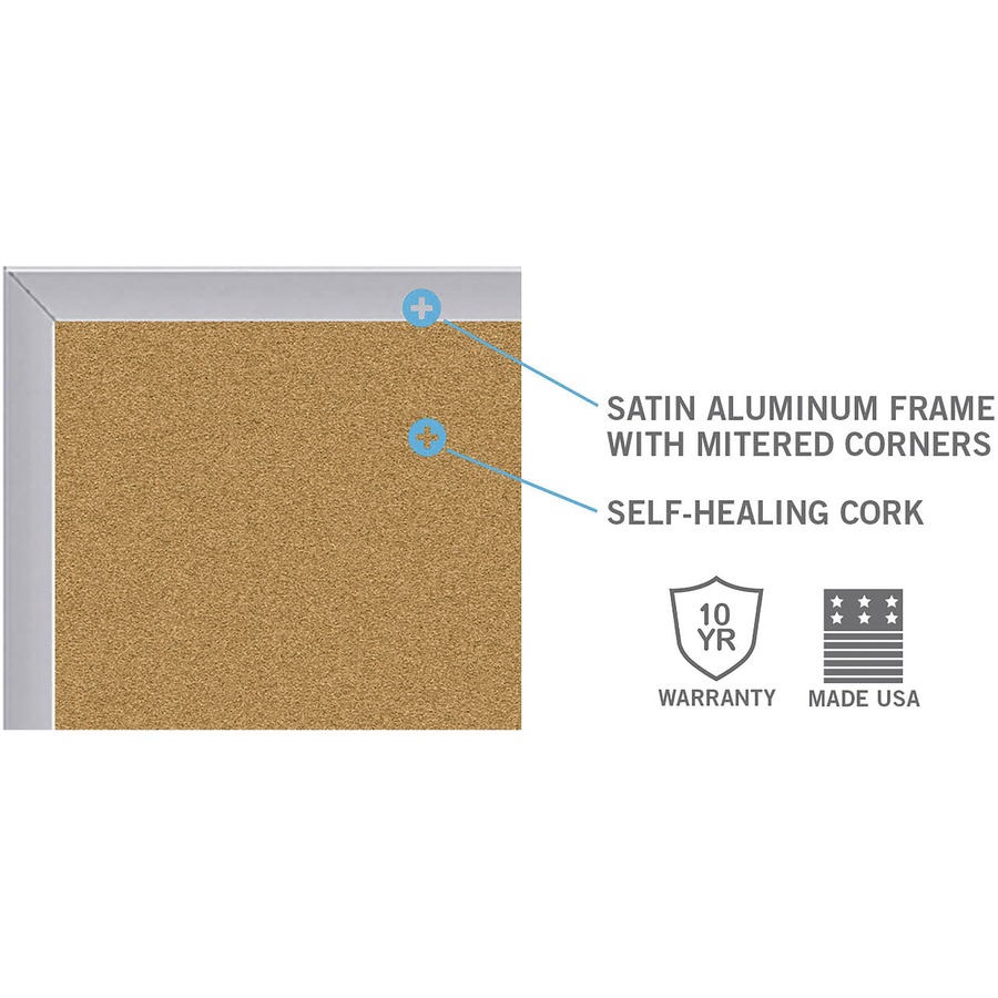 Ghent Natural Cork Bulletin Board with Aluminum Frame Cork/Fabric