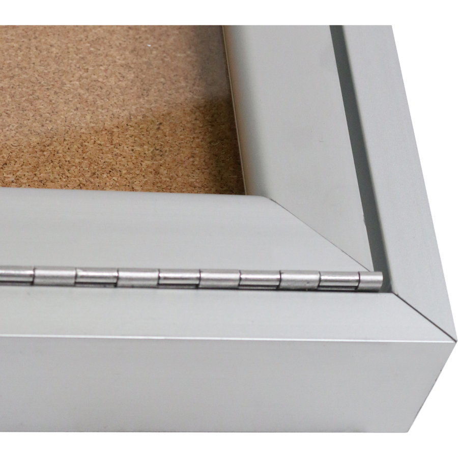 Ghent 3 Door Enclosed Natural Cork Bulletin Board with Satin Frame