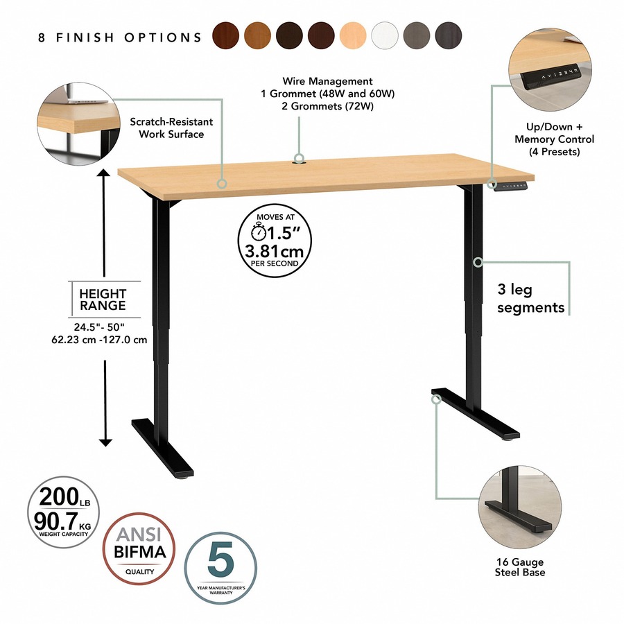 Bush Business Furniture 48W x 24D Height Adjustable Standing Desk