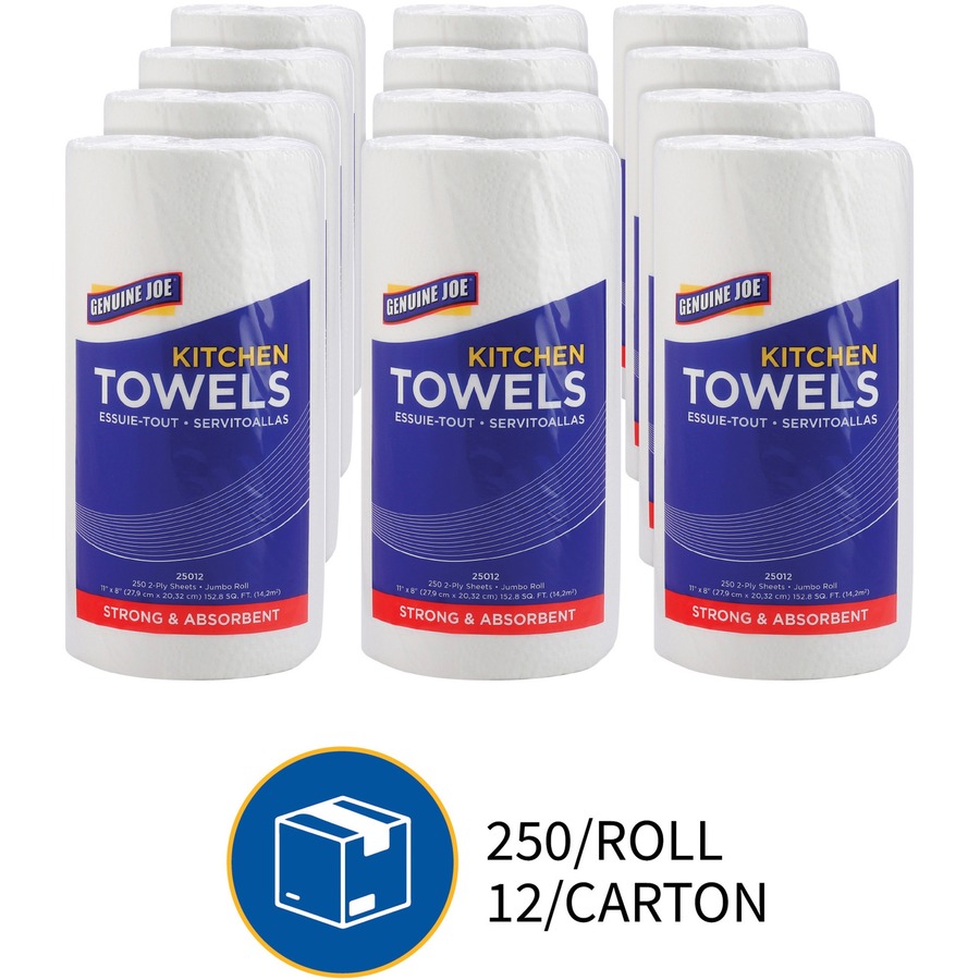 Genuine Joe Paper Towels 2 Ply 8" x 11" 250 Sheets/Roll 1.63