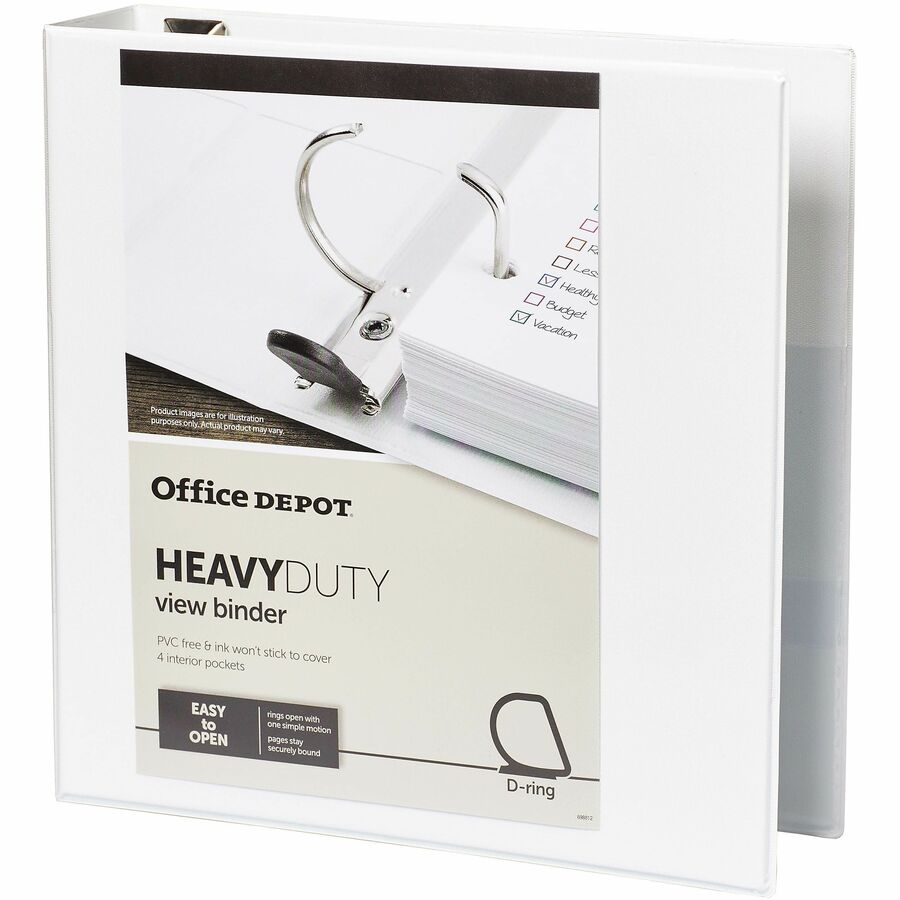 Office Depot HeavyDuty DRing View Binder, 2in Rings, 54 Recycled