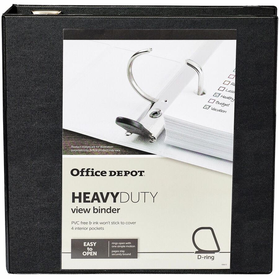 Office Depot HeavyDuty DRing View Binder, 3in Rings, 54 Recycled