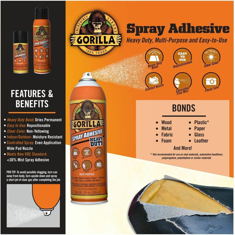 Gorilla Spray Adhesive 14 oz 1 Each Clear Servmart