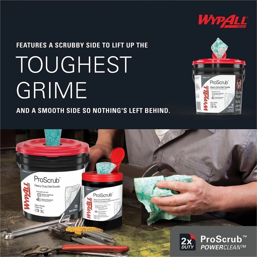 Wypall Power Clean ProScrub PreSaturated Wipes Cleaning Wipes