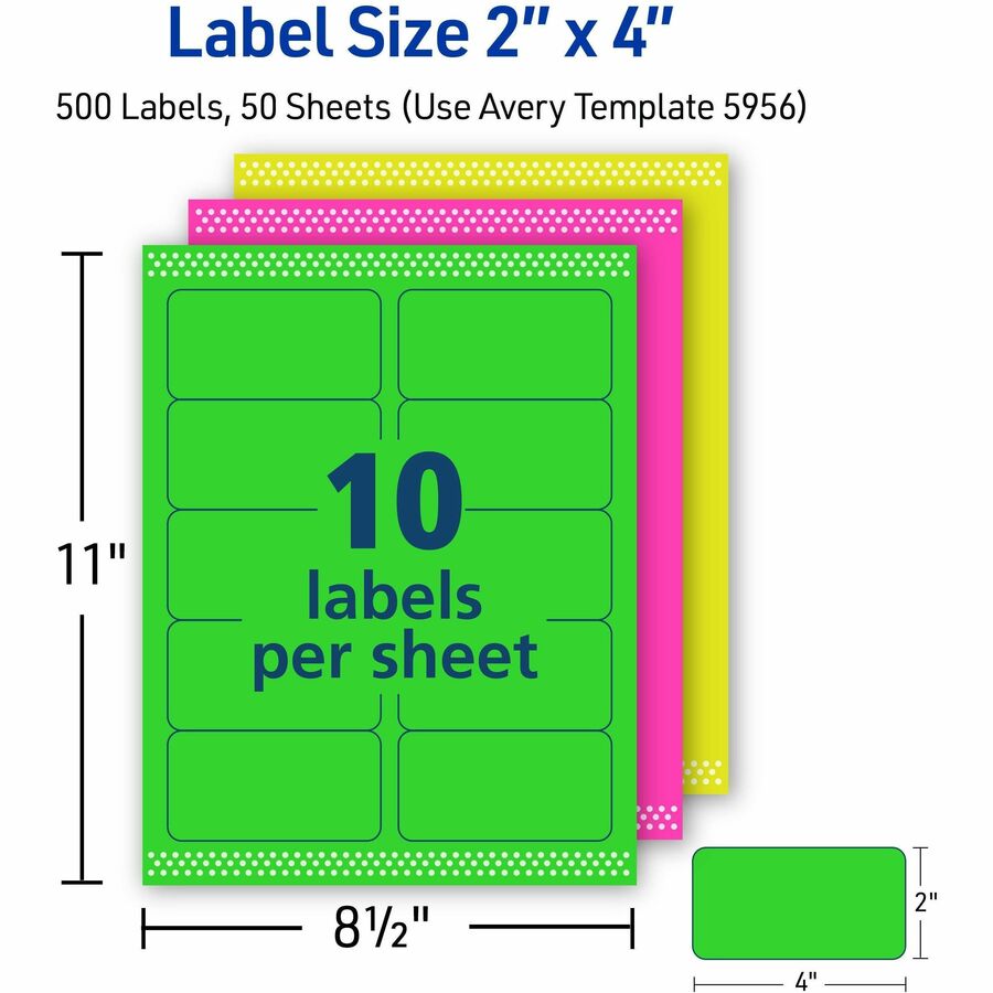 Avery® High Visibility Neon Shipping Labels Arkansas Office Products