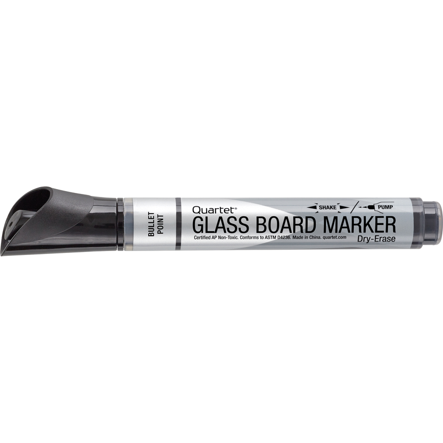 Quartet® Premium Glass Board DryErase Markers, Bullet Tip, Black, 12 Pack
