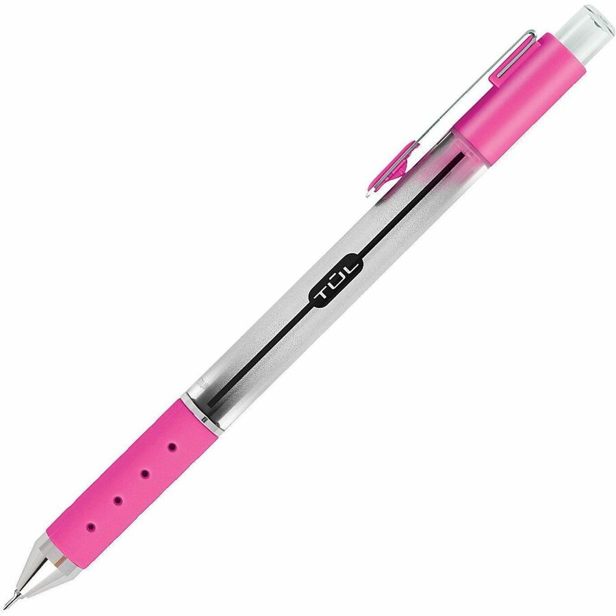 TUL Retractable Gel Pens, Needle Point, 0.5 mm, Silver Barrel, Assorted