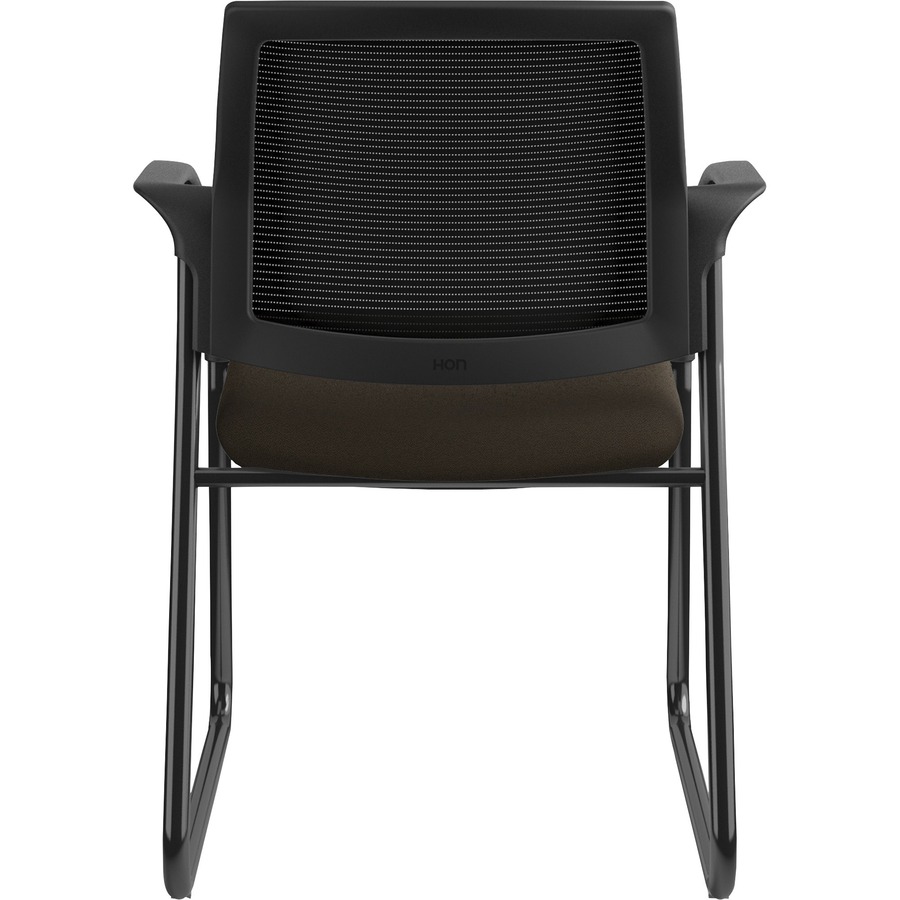 HON Ignition Chair Espresso Fabric Seat Black Mesh Back Black Steel Frame Sled Base