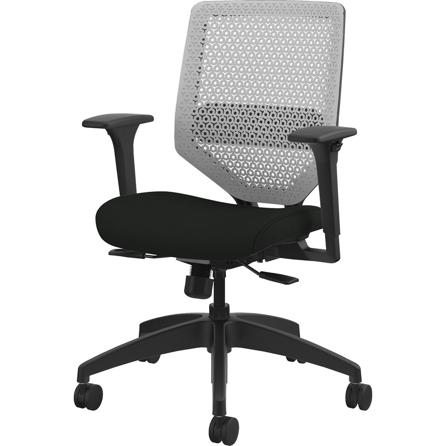 HON Solve Chair Black Vinyl Seat Titanium Back Black Frame Mid