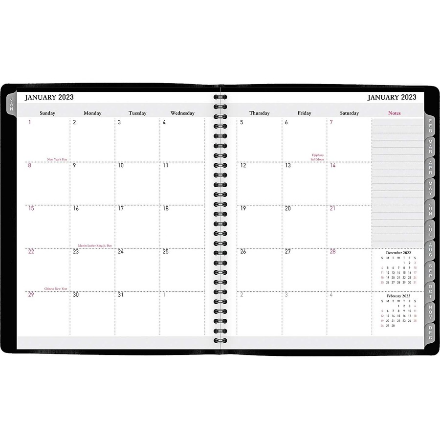 Office Depot® Brand Weekly/Monthly Planner, 7" x 9", Black, January To