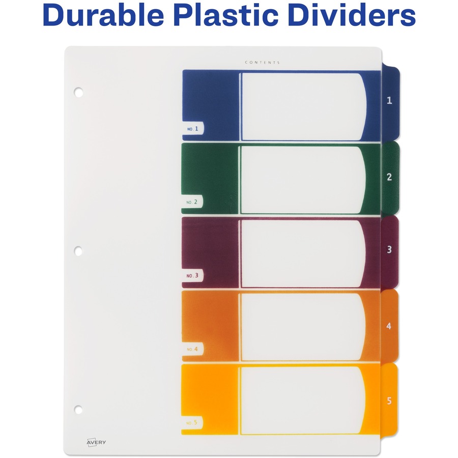 Avery® Ready Index Customizable TOC Binder Dividers 5 x Divider(s