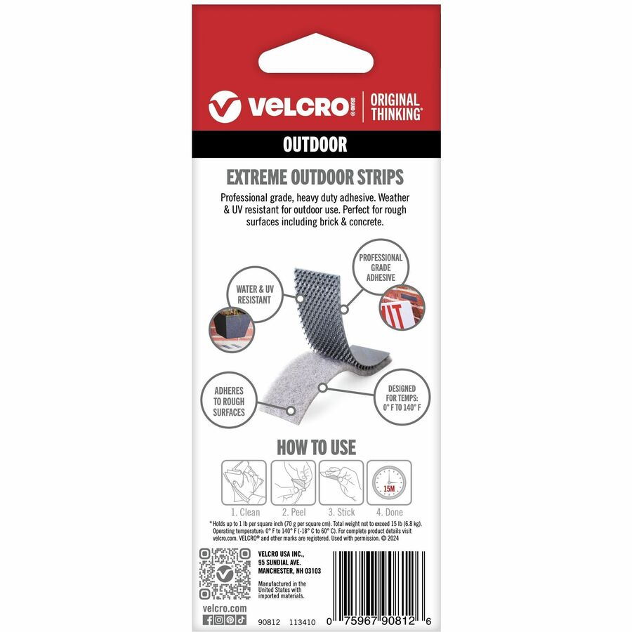 VELCRO® Extreme Outdoor Tape Strips 4" Length x 1" Width Polyester