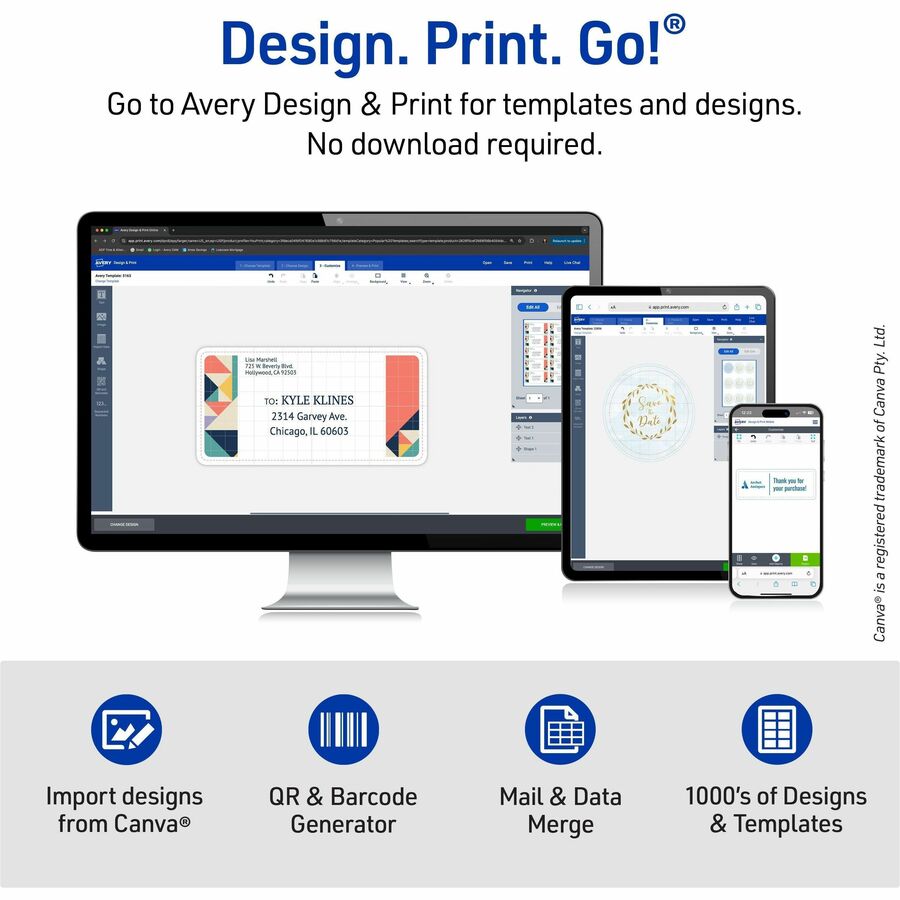 Avery® Easy Peel Address Labels 1" Width x 2 5/8" Length Permanent