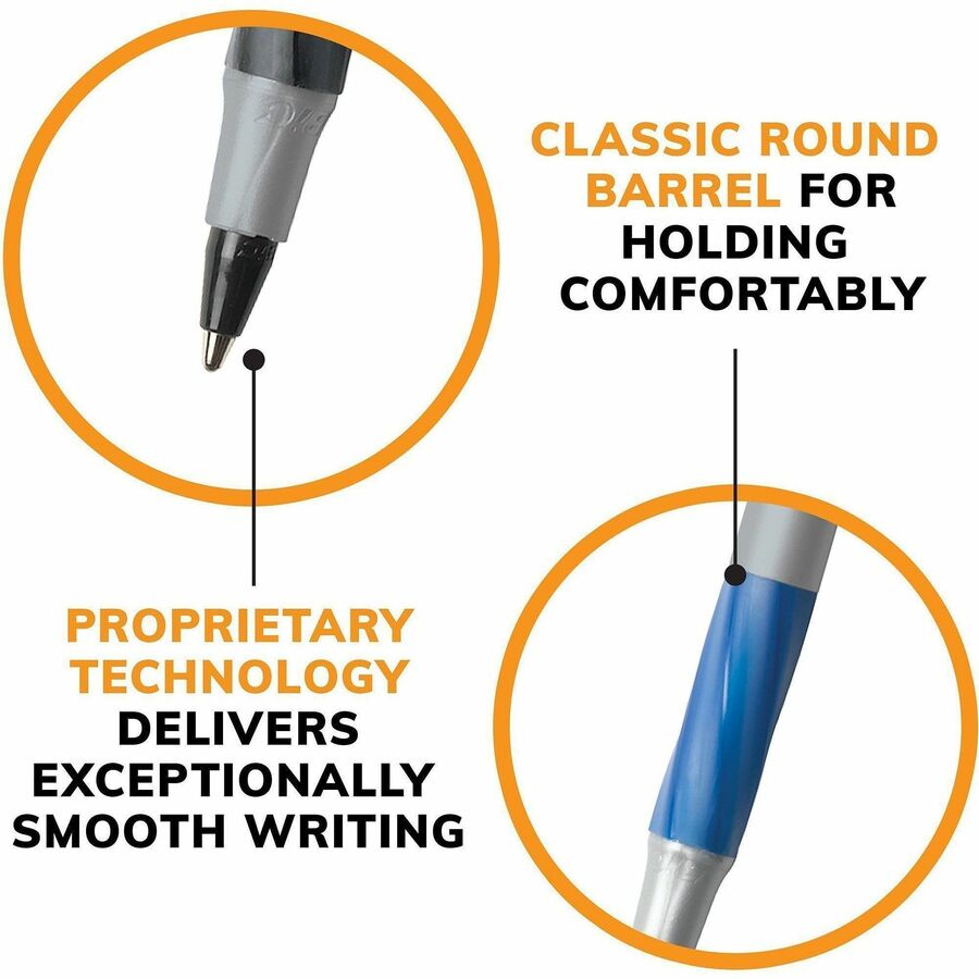 BIC Round Stic Grip Medium Ball Point Pen, Assorted, 36