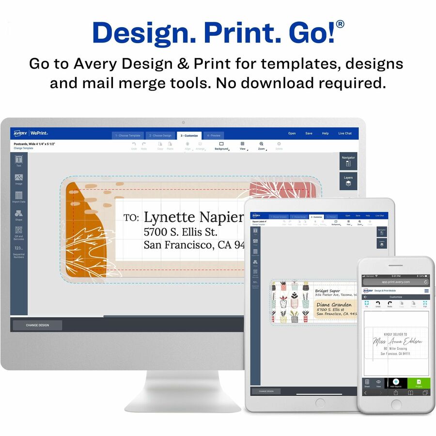 Avery® 11/3" x 4" Labels, Ultrahold, 7,000 Labels (95522) Waterproof 1 21/64" Width x 4