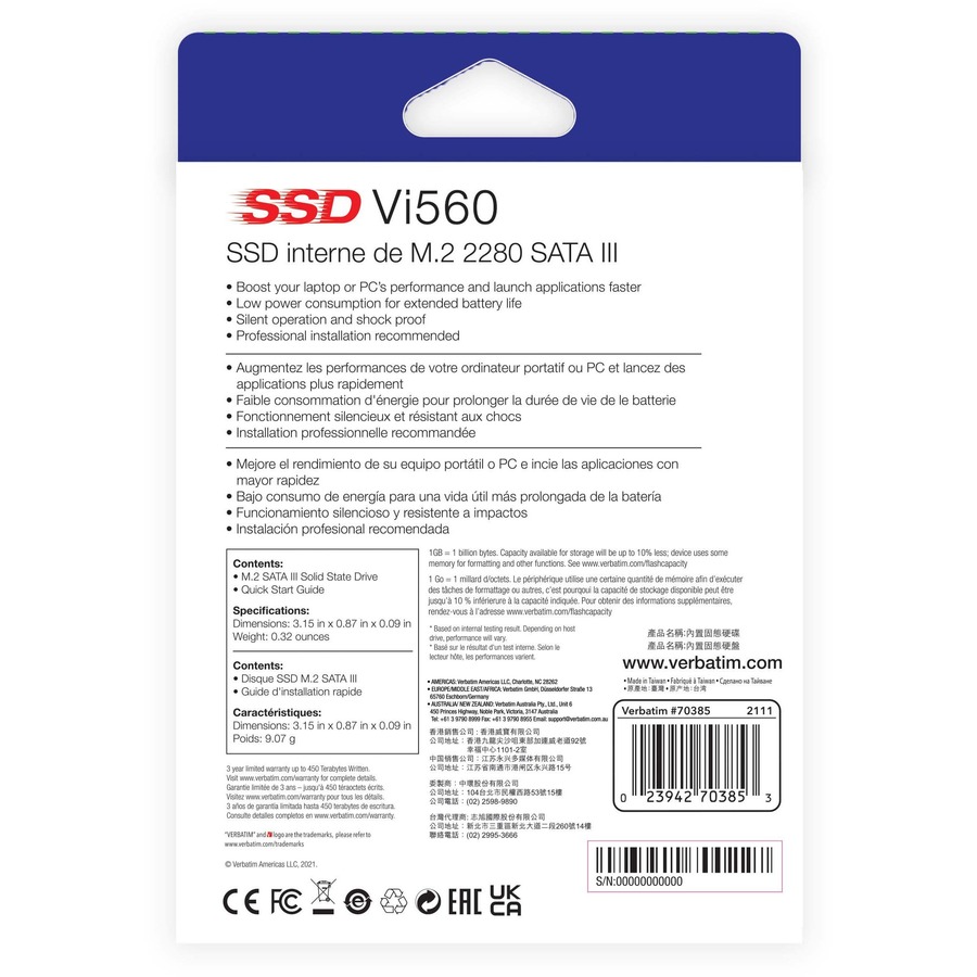 Verbatim Vi560 1 TB Solid State Drive - M.2 2280 Internal - SATA (SATA/600)