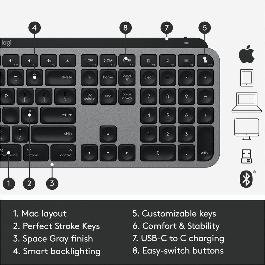 Logitech MX Keys for Mac Keyboard - CareTek Information Technology