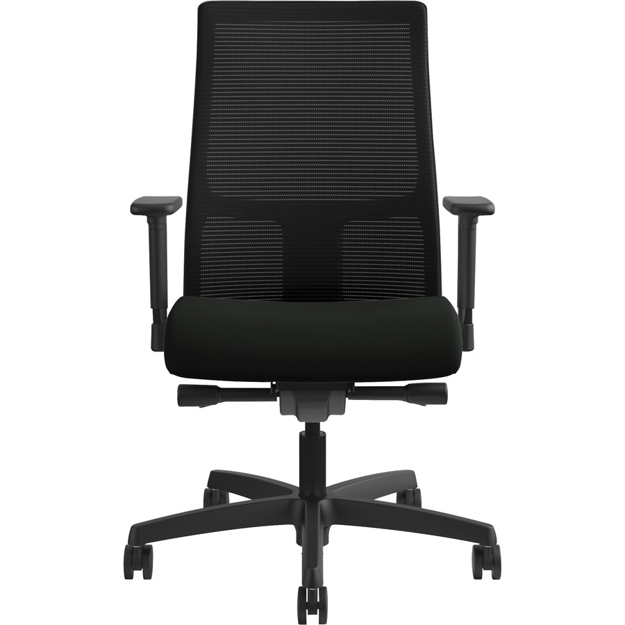 HON Ignition Chair Black Vinyl Seat Black Mesh Back Black Frame Mid Back 5star Base