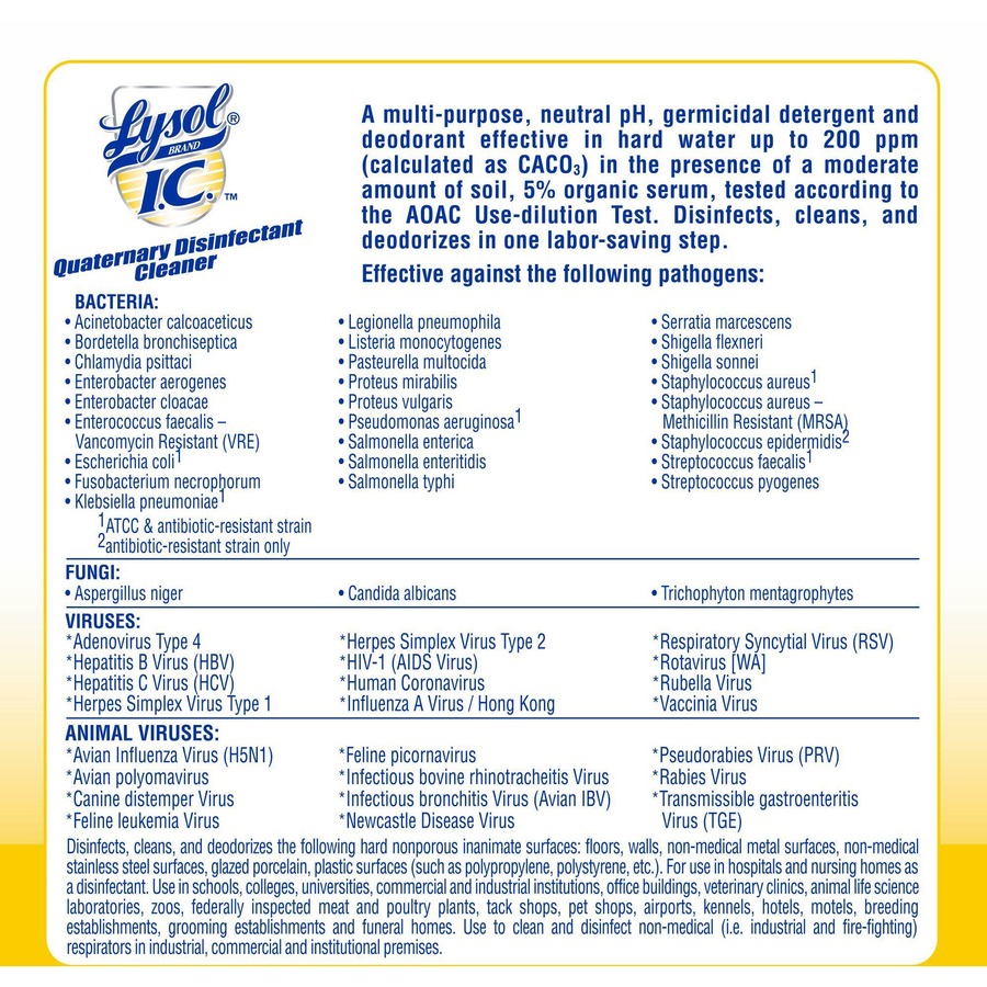 Lysol I.C. Quaternary Disinfectant Cleaner Concentrate Liquid 128