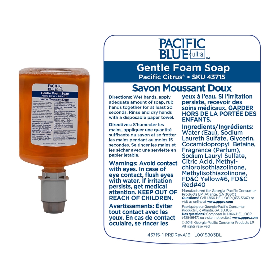 Pacific Blue Ultra Gentle Foam Hand Soap Refills for Manual Dispensers
