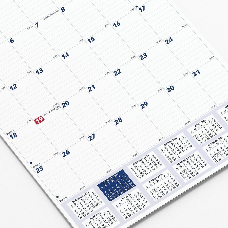 Brownline Ruled Block Monthly Wall Calendar Calendars & Refills