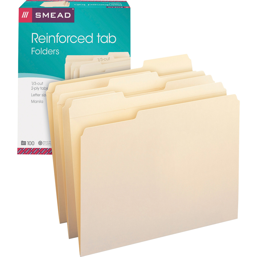 Smead 1/3 Tab Cut Letter Recycled Top Tab File Folder