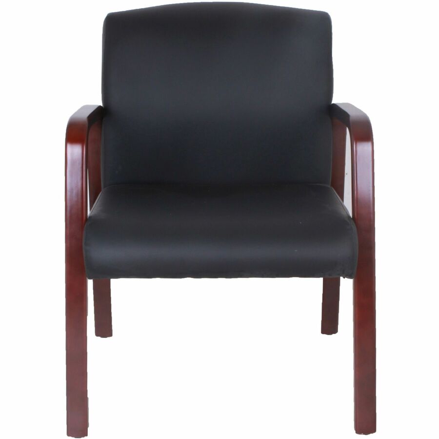 LLR40202 Lorell Black Leather Wood Frame Guest Chair Zuma