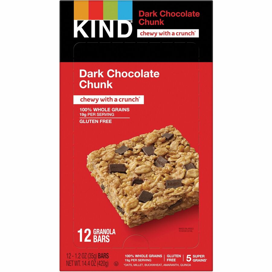 KND18082 KIND Dark Chocolate Chunk Healthy Grains Bar Cholesterolfree, NonGMO
