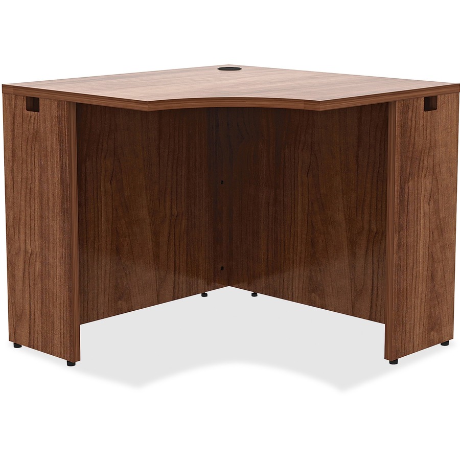 Lorell Essentials Series Walnut Laminate Corner Desk 36" x 36"29.5
