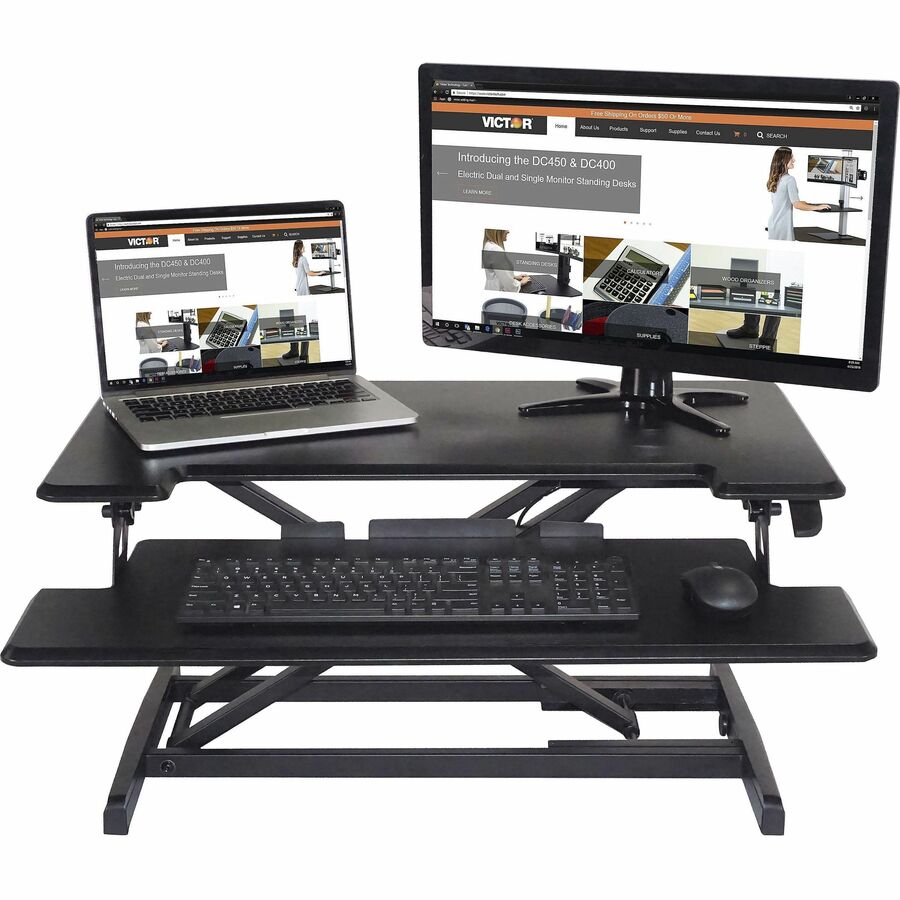 Victor High Rise Height Adjustable Compact Standing Desk with Keyboard