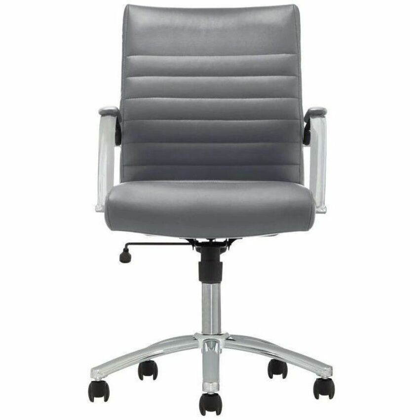 Realspace Modern Comfort Winsley Leather MidBack Chair, Gray Sandia
