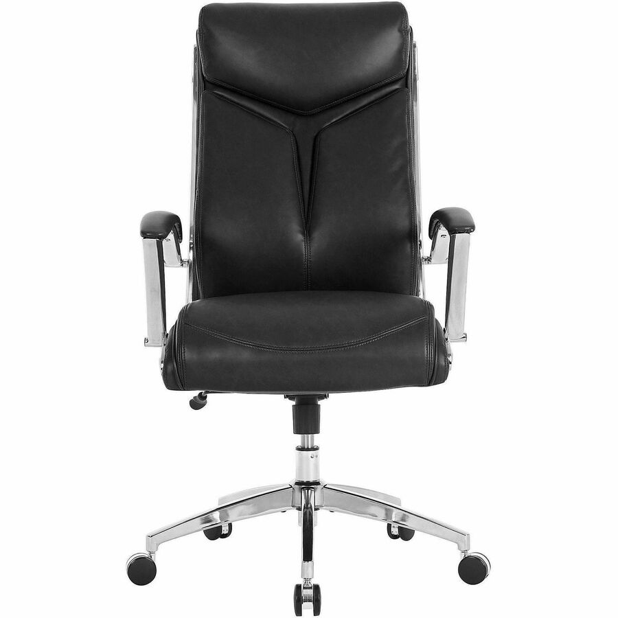 Realspace Verismo Leather HighBack Chair, Black/Chrome Admiral Express