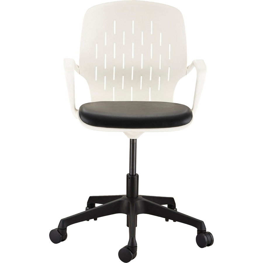 Safco Shell Desk Chair Plastic Black Vinyl Seat Plastic White Back