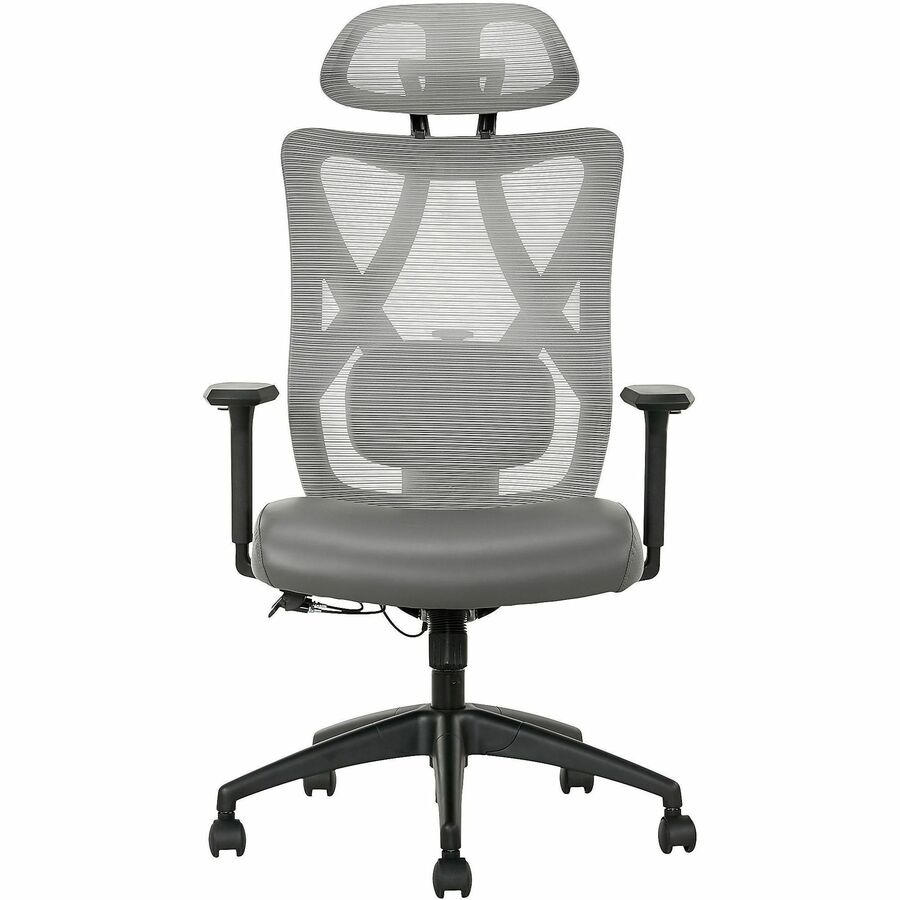 Serta® SitTrue™ Ridgefield Ergonomic Mesh/Vegan Leather HighBack Task Chair, Gray/Black