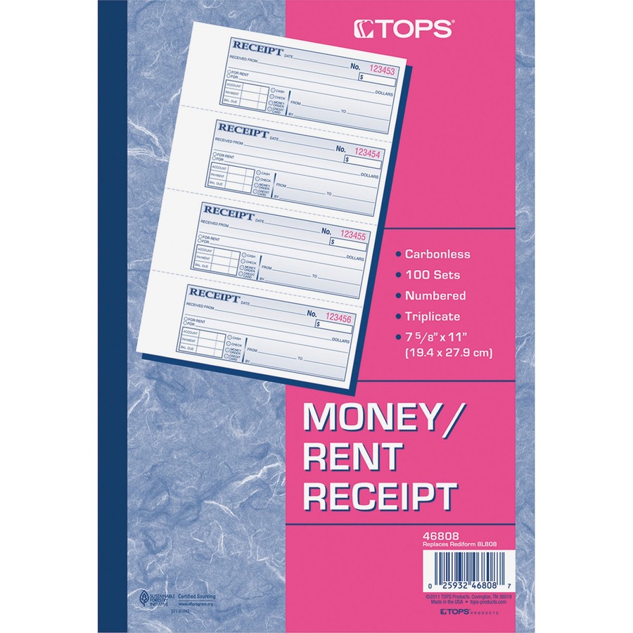 TOPS Money/Rent Receipt Book Receipts/Petty Cash Book TOPS Products