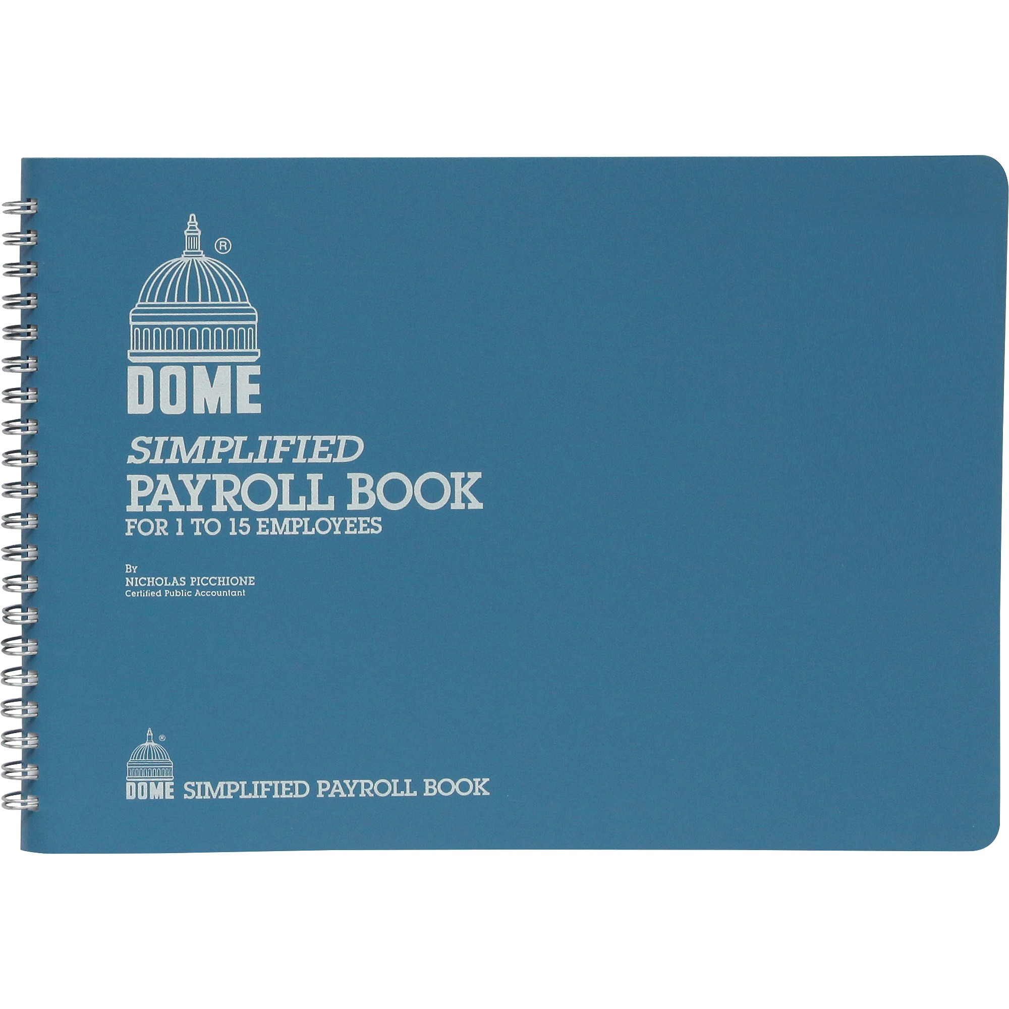 DOM710 Dome® Simplified Payroll Record, Light Blue Vinyl Cover, 7 1/2