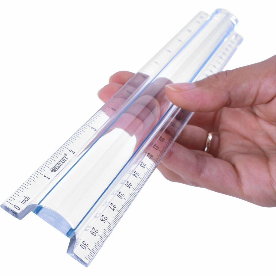 Westcott 12" Clear Magnifying Data Processing Ruler Rulers Acme