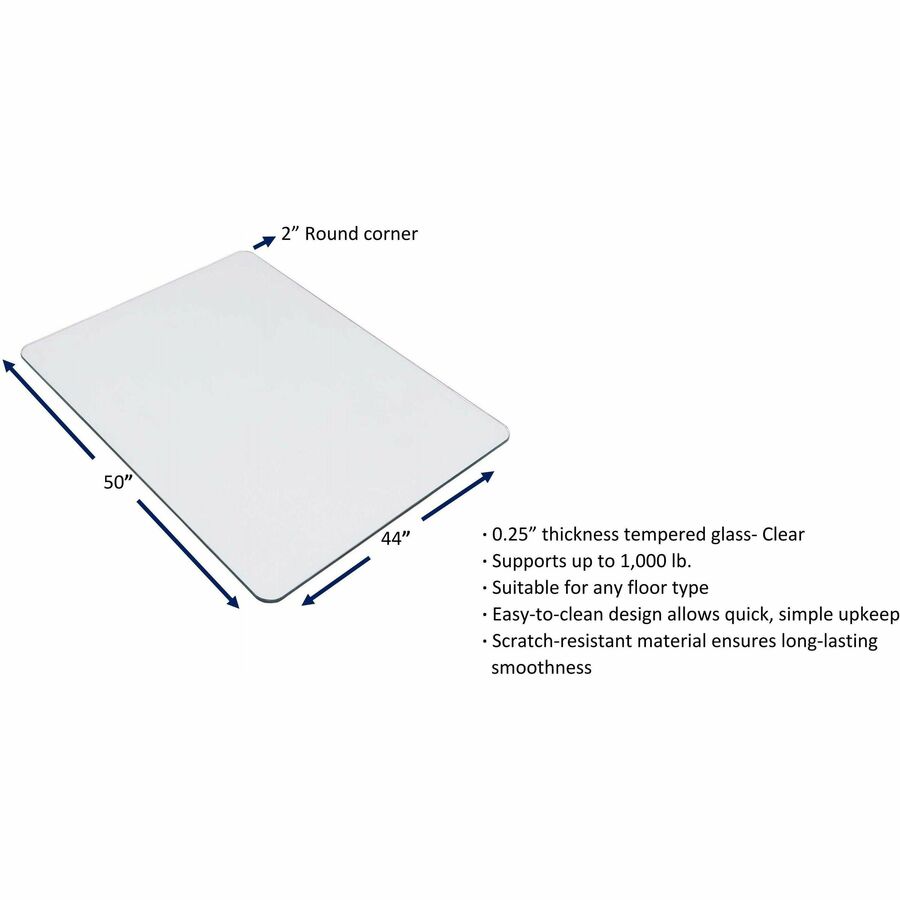 Lorell Tempered Glass Chairmat Chairmats Lorell