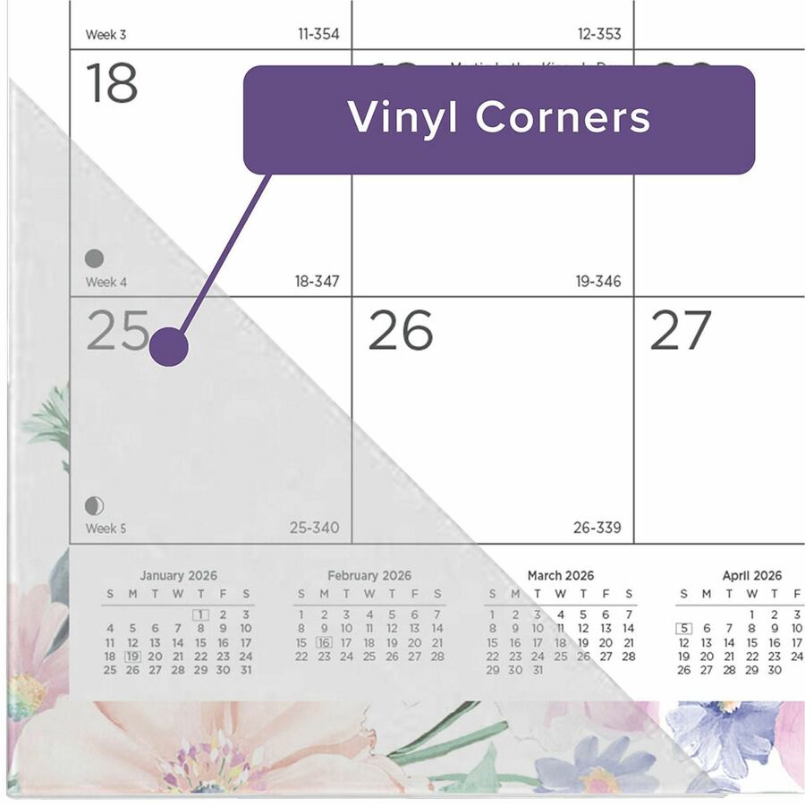 Blueline Passion Floral Desk Pad Calendar Calendar Desk Pads