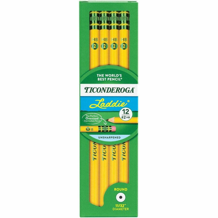 Ticonderoga Laddie Pencil with Eraser 2 Lead Yellow Barrel 1 Dozen