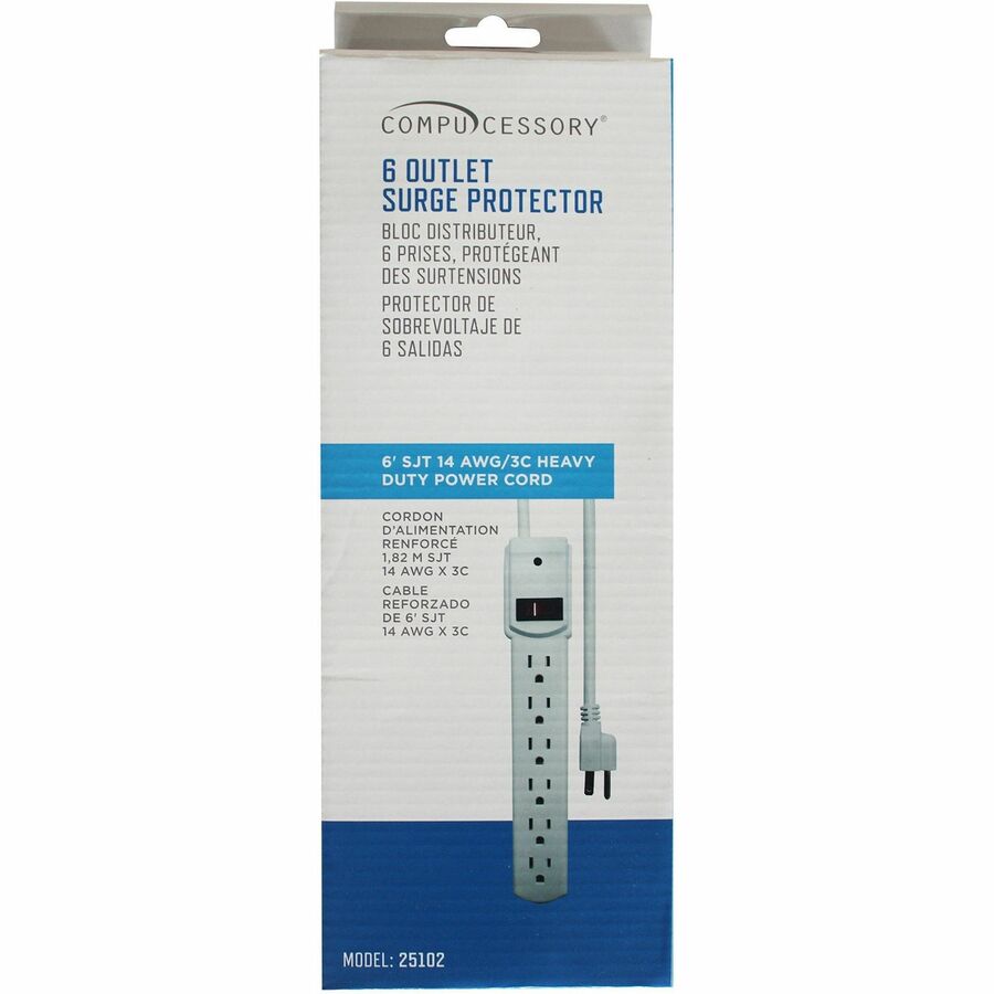 Compucessory 6Outlet Strip Office Surge Protector Power Cords