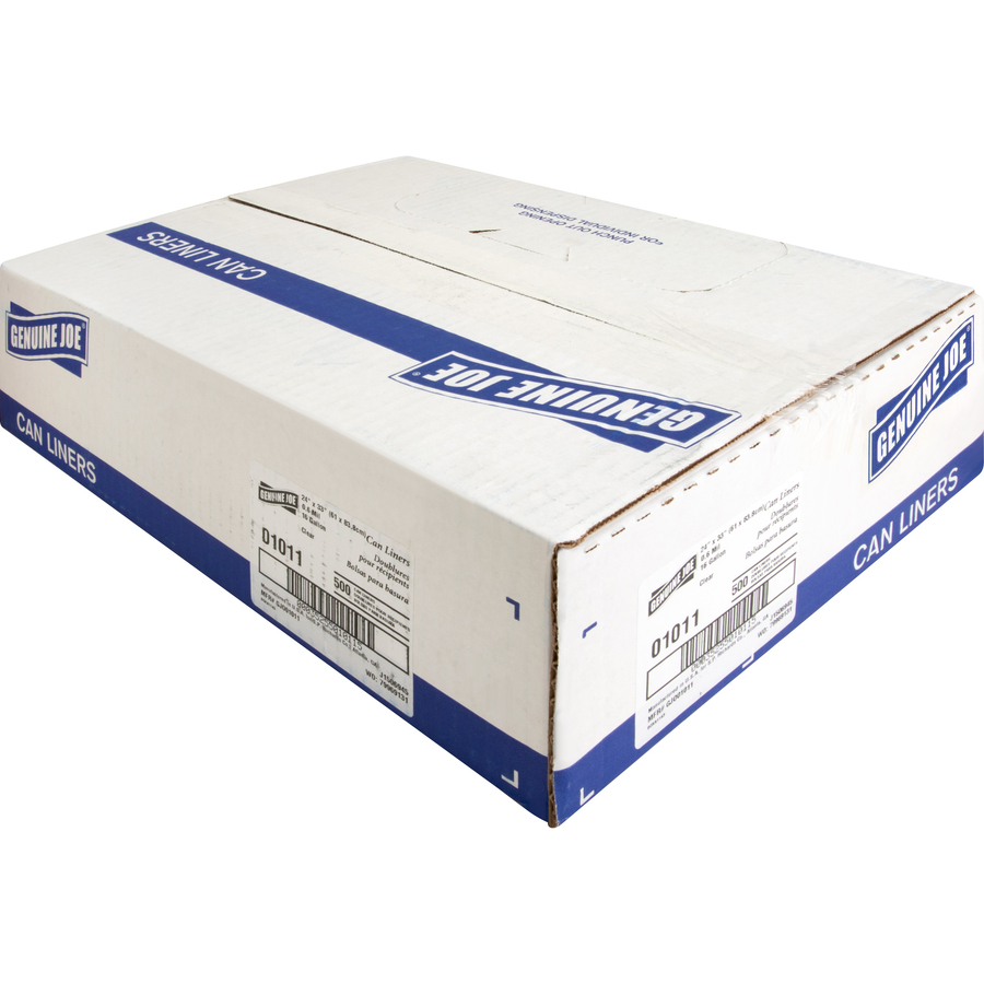 Genuine Joe Clear Trash Can Liners Small Size 16 gal Capacity 24