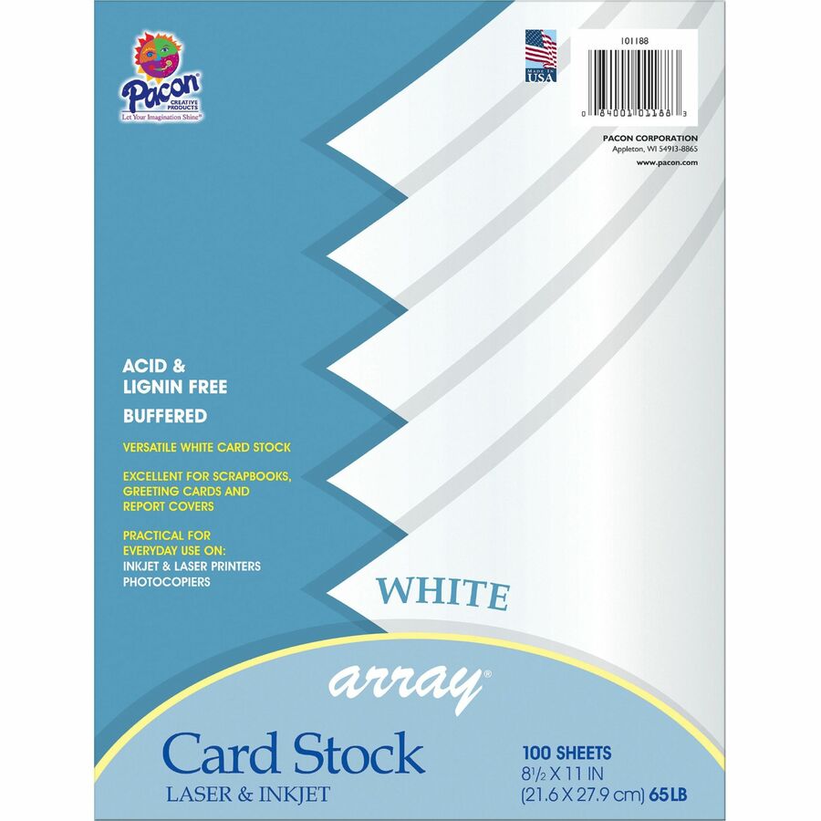 Pacon Cardstock Sheets White Letter 8 1/2" x 11" 65 lb Basis
