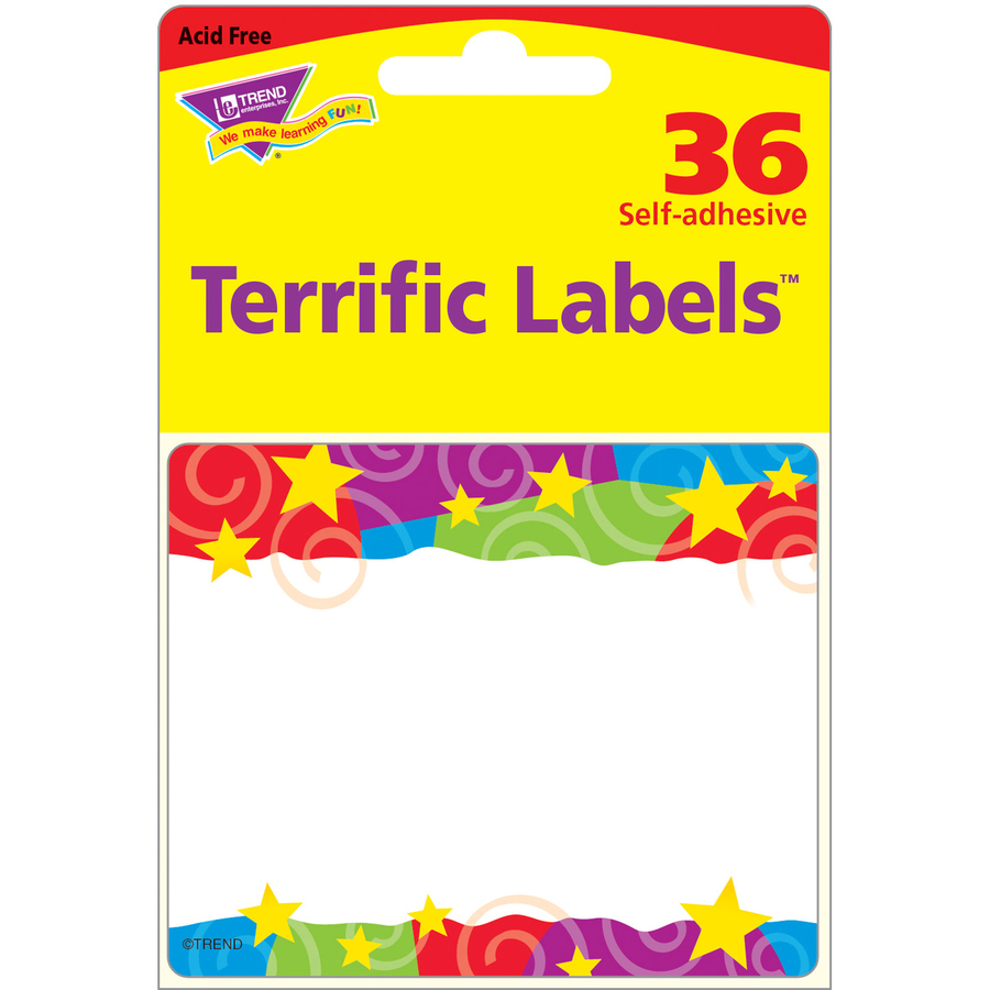 Trend Stars & Swirls Colorful Selfadhesive Name Tags Accents/Banners