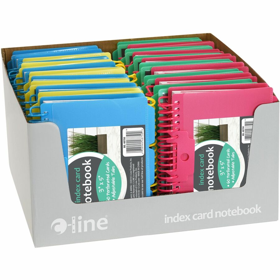 CLine Spiral Bound Index Card Notebook with Index Tabs Index Cards & Accessories CLine